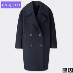 【未使用品】 ユニクロユー ウールブレンドロングPコート S／NAVY