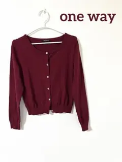 バーガンディ 長袖カーディガン