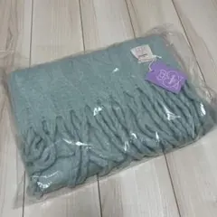 sunlady tokyo 太フリンジ　マフラー　ブルー