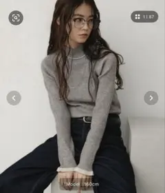 ハイネックミックスリブニット