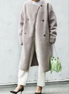STUNNING LURE ウールカシミアロングコート パープル - メルカリ