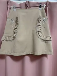 ベージュ ミニスカート ビジュー フリル ポケットのサムネイル
