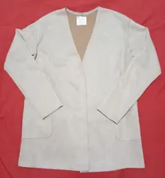 エプローブ　ワールド　ベージュ ノーカラーコート スエード風　M