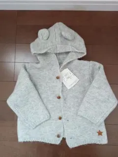 petit main フード付きカーディガン 80(SS) グレー