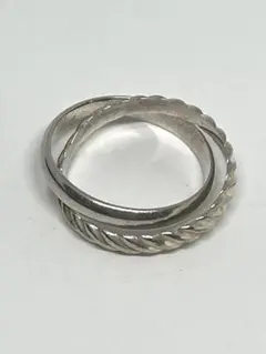 4℃ ヨンドシー シルバーリング 2連デザイン 約12号 指輪 SILVER