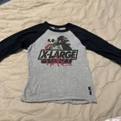 X-LARGE 七分袖カットソー グレー/ブラック