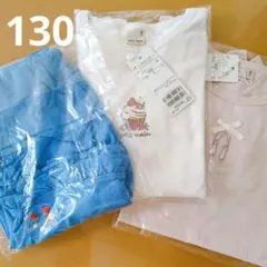 新品 プティマイン プティプラ 長袖Tシャツ ショートパンツ 130 3枚セット