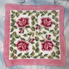 FEILER バラの花柄 ピンクハンカチ