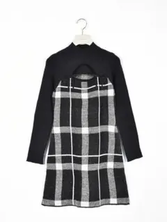 An MILLE フロントオープンチェクニットワンピース