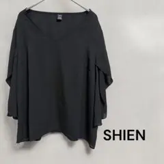SHIEN シーイン ブラウス 黒 ブラック 袖 フリル 上品 シースルー L