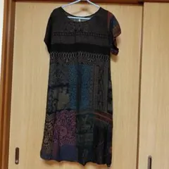 【セール】パッチワーク半袖ワンピース