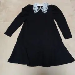 tocco closet 黒のレース襟長袖フレアワンピース