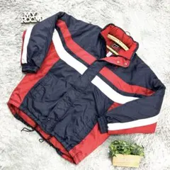 FILA 推定1990年代 ナイロンジャケット L 紺赤 刺繍ロゴ