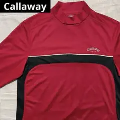●キャロウェイゴルフ●モックネックシャツ レッド ブラック 赤黒 長袖 海外S