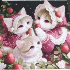 N　在庫処分品　未使用　猫ちゃんパネル生地8枚