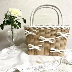 ホワイトリボン かごバッグ