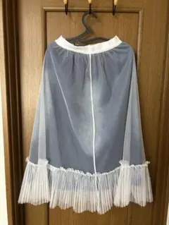 チュール フレアデニムスカート フリル付き