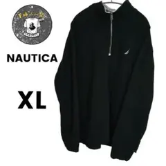 美品USA古着NAUTICA ノーティカハーフジップ トレーナーブラック　XL