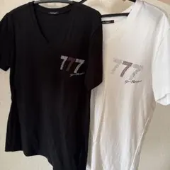 2枚セット★Stra Raggio 777 ラインストーン Vネック Tシャツ