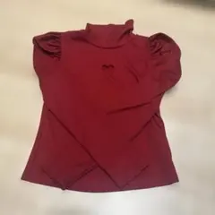 キッズ 長袖カットソー ボルドー ハート刺繍 8Y