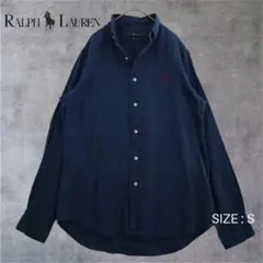 【希少】RALPH LAUREN リネン BDシャツ S ネイビー