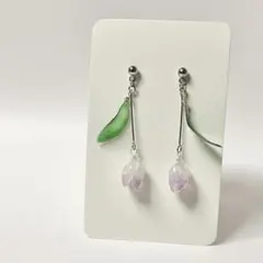 ハンドメイドピアス　ディップアート　チューリップ　1点物　パープル系