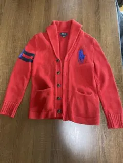 ポロラルフローレン 赤いカーディガン シャツカラー ボタン付き
