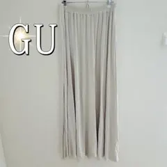 GU ジーユー　ウエストゴム柔らか素材フレアロングスカート（M）アイボリー
