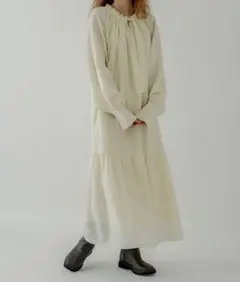 mystic ボウタイギャザーワンピース