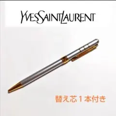 美品 イヴサンローラン ボールペン 黒 銀 ラメ 箱付き ミニ YSL 
