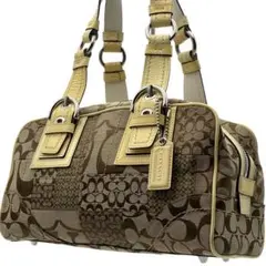 コーチ　シグネチャー　パッチワーク パテント2way トート ミニボストン