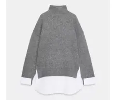 ZARA コンビポプリンニットセーター M