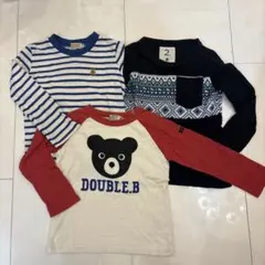 ミキハウス　DOUBLE_B 他　長袖Ｔシャツセット100 ロンＴ男の子