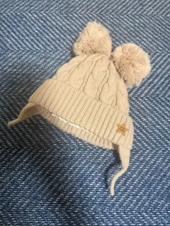 petit main ポンポン付きニット帽 ベージュ　48 センチ