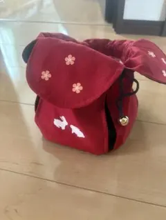 和装用 巾着バッグ 赤 桜とうさぎ柄✖︎3個セットのサムネイル