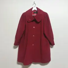 《Leilian》 レリアン (9) Aライン ウールコート レッド 肩パッド