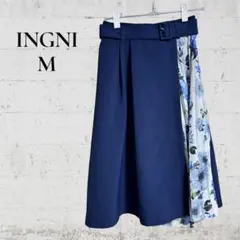 【INGNI イング】【M】膝丈スカート　花柄　2カラー　切り替え　ウエストゴム