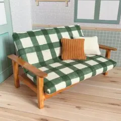 ハンドメイド☆ミニチュア 2人掛けソファ 【抹茶】
