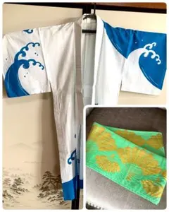 大人の浴衣単品ヒロミチナカノ蛍柄流水青紺色木綿着物洗える着物