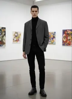 コムサデモード グレー テーラードジャケット スリムフィット 2サイズ