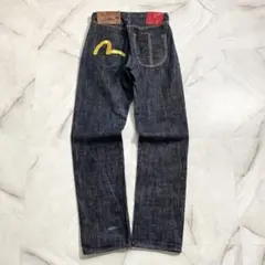 A17339 美品ヤマネ エヴィス カモメ刺繍 セルビッジデニム 濃紺W30