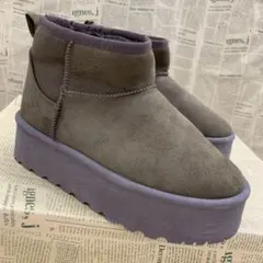 新品★レディース★Mサイズ★軽量 裏ボア 厚底ムートンブーツ 焦茶色 524