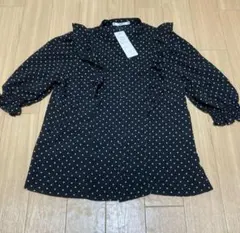 新品未使用　ドットブラウス　シャツ　半袖　　モノトーン　ZARA
