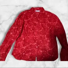 agnès b. 　アニエスベー　バラ柄 ローズ　長袖シャツ　 コットン　レッド