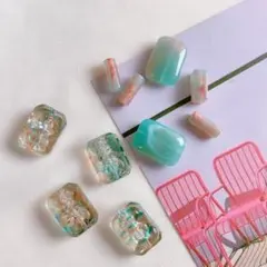 ガラスビーズ アクリルビーズ アソート 10個セット グリーン ハンドメイド