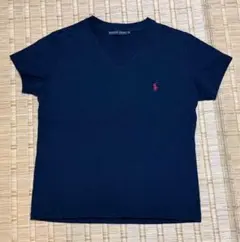 【値引中】POLO RALPH LAUREN Vネック半袖Tシャツ　ネイビーのサムネイル