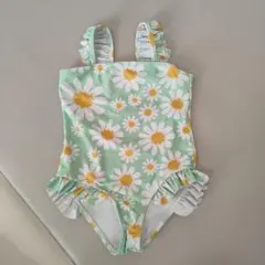 花柄 フリル付き水着 100cm