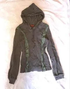 平成パンク系古着y2k♡フードパーカー　ミリタリー