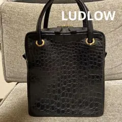 【美品】LUDLOW レザー調　ハンドバッグ　クロコ型押