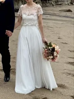 ウエディングドレス　前撮り、結婚式、二次会　くるみボタン　ボレロ